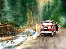 The Red Bus in Spearfish Canyon